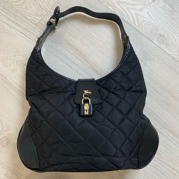 Burberry Brooke Fabric Quilted Leather Hobo Bag - Picture 3 of 8